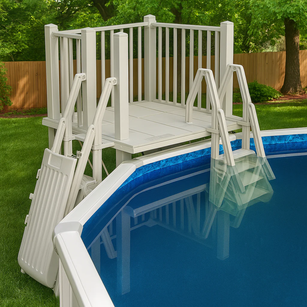 Ensemble de terrasse en résine pour piscine hors terre