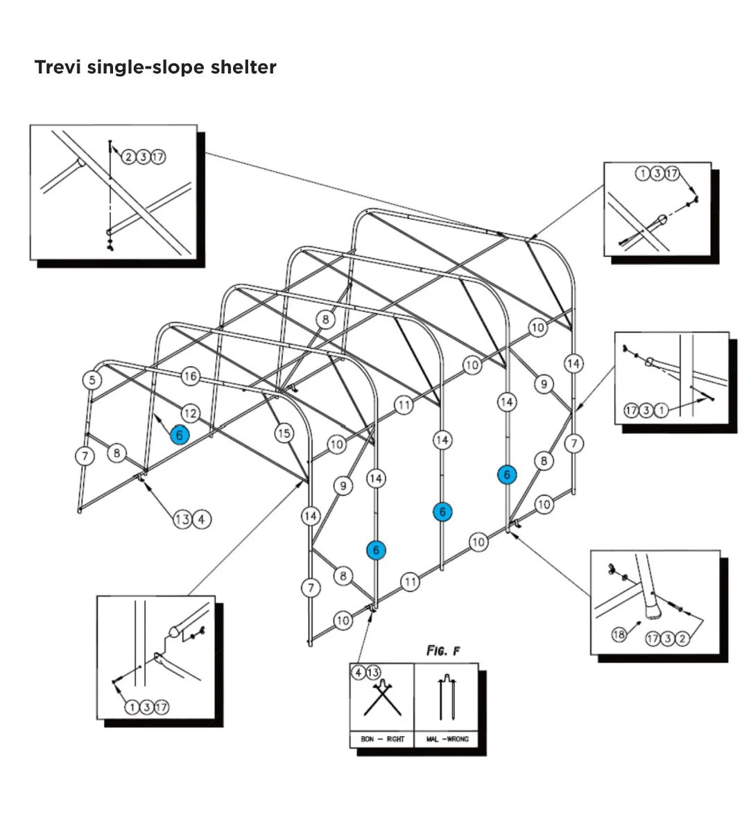 # 6 Poteau 60 1/4'' 1 trou - Image 2