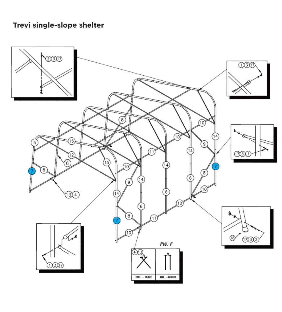 # 7 Poteau 60 1/4'' 2 trous - Image 2